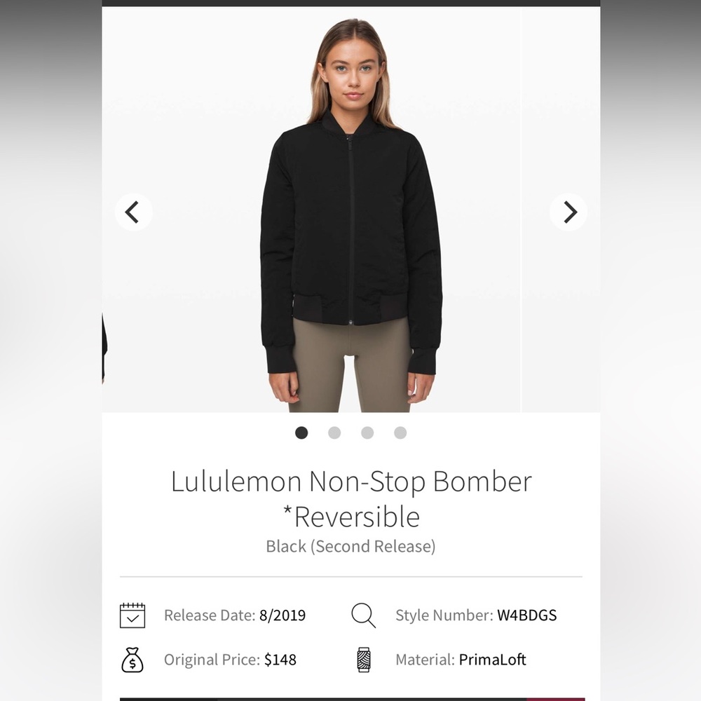 NWT Lululemon reversible non stop bomber jacket